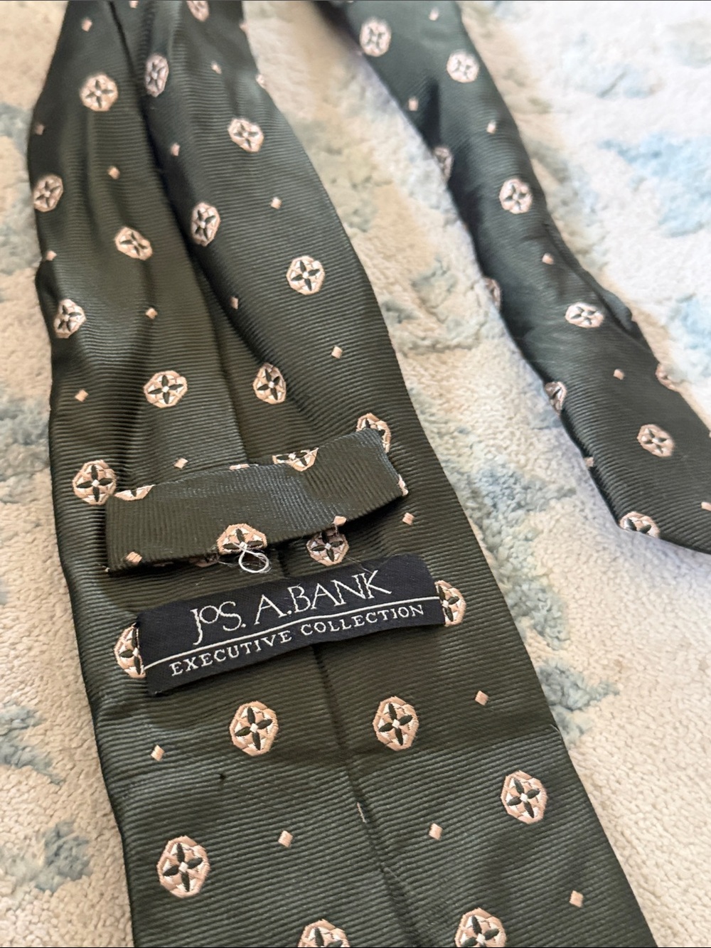 Jos. A. Bank Olive Green Patterned Executive Tie